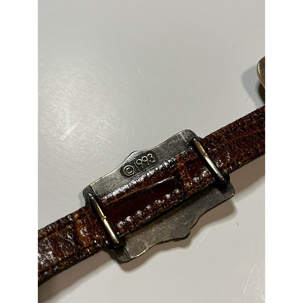 Brighton Concho Belt M Brown Leather Silver-Tone Medallion Western Vintage 1993 - Picture 3 of 9